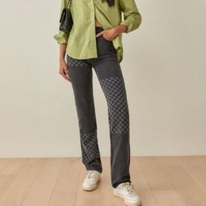 NWOT Reformation Black Checkered Cynthia Jeans